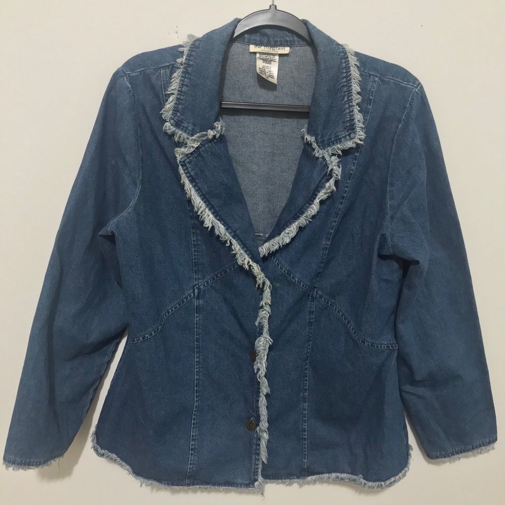 Vintage Lew Magram Raw Hem Fringe Denim Jacket - Picture 5 of 14